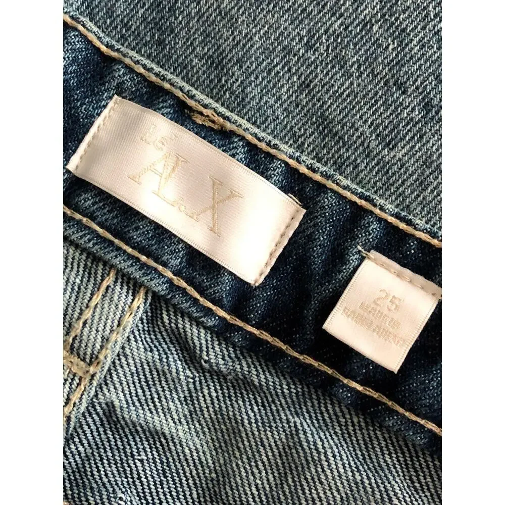 Le' AL.X Denim Mid-Rise Shorts  Distressed Bermuda Women's Size 25 NEW